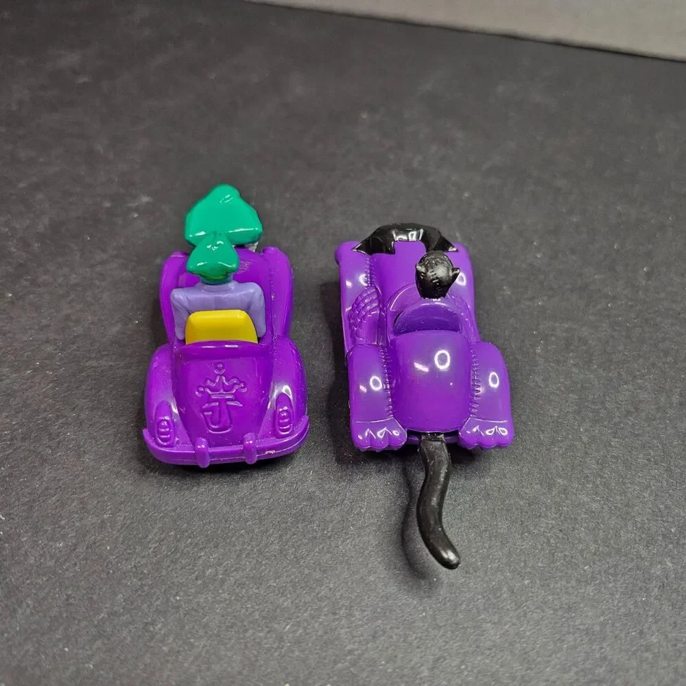 Vtg Catwoman Joker McDonald's Toy Cars, 1991 Batman Villain Purple DC Comics